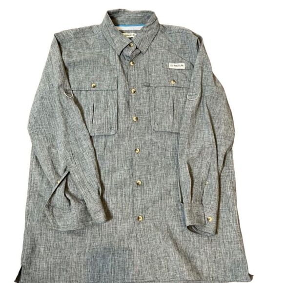 MAGELLAN Outdoors Men's Fish Gear Angler Fit Long Sleeved Vented Shirt Size Med - Picture 1 of 10
